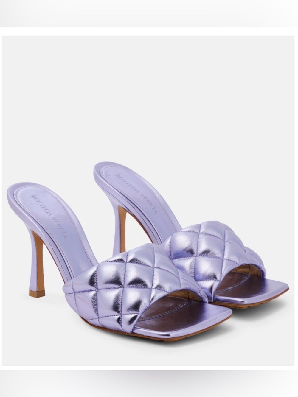 Bottega Veneta Women's Lido Heeled Sandals Maxi Intrecciato Metallic Leather